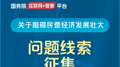 逼逼逼精品视频影库国务院“互联网+督查”平台公开征集阻碍民营经济发展壮大问题线索